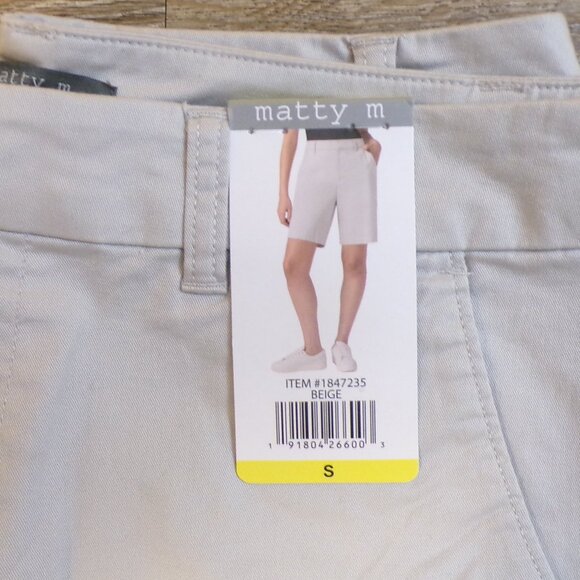 MATTY M 2 Pair Women's NWT Bermuda Shorts Flat Front Navy Blue & Beige Sm - Picture 8 of 9